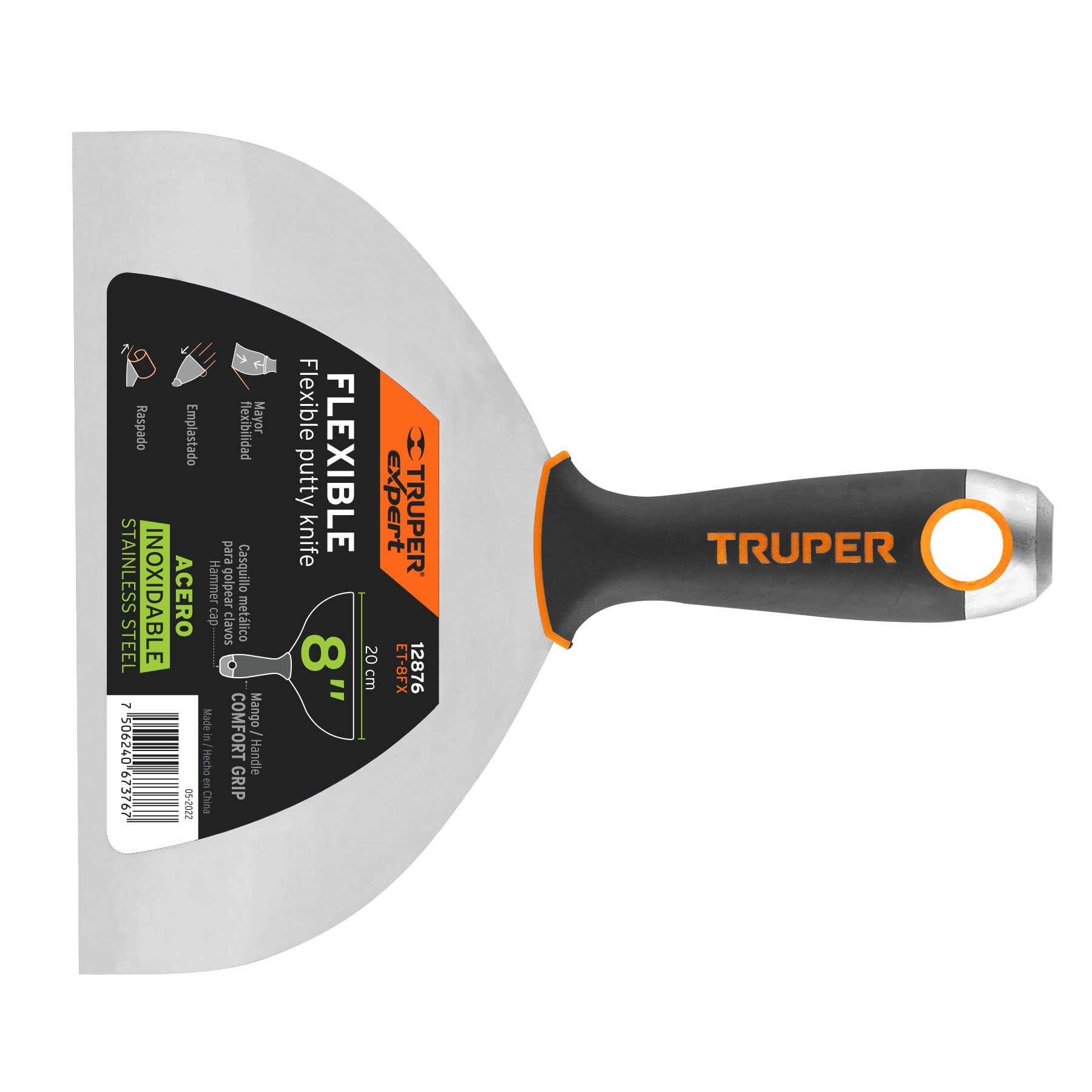 ET-8FX.jpg Espátula flexible 8' acero inoxidable, Comfort Grip, EXPERT ET 8FX