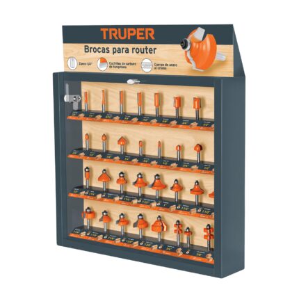 Exhibidor con 30 brocas para router, TRUPER