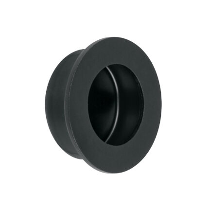 Jaladera de embutir circular No. 2, negro mate, HERMEX