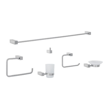 Juego de 6 accesorios para baño, cromo, FOSET KUBO