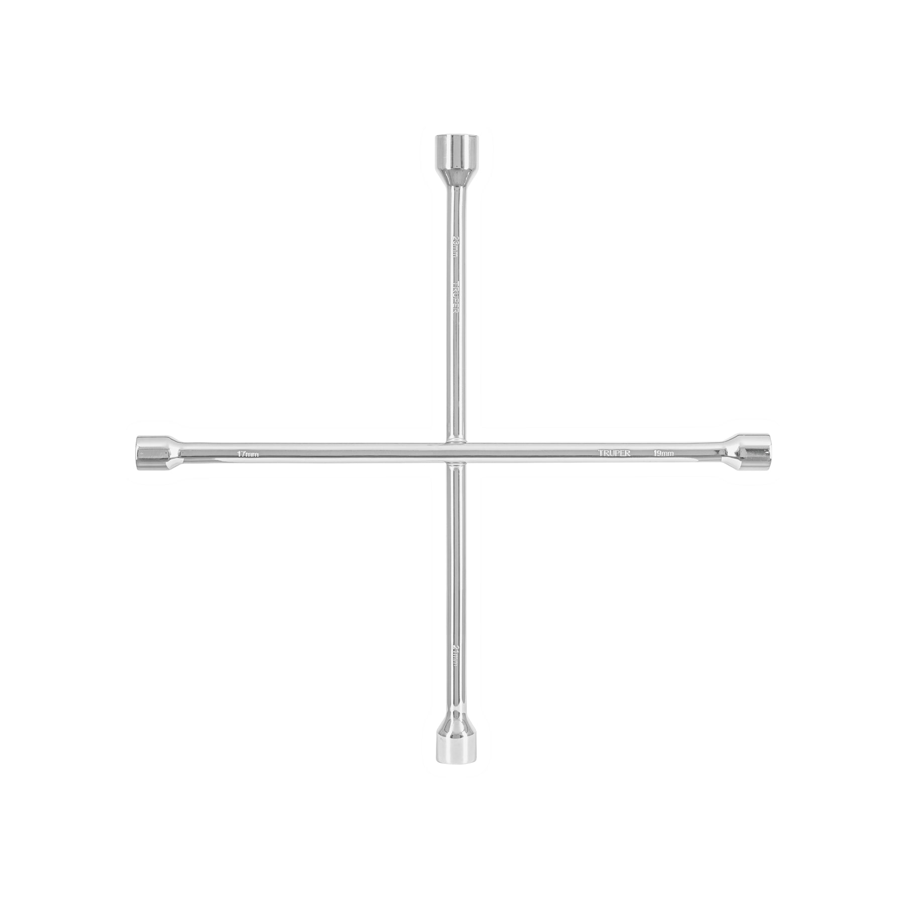 LLCR-184M.jpg Llave de cruz 18', bocas 17, 19, 21 y 23 mm, TRUPER LLCR 184M