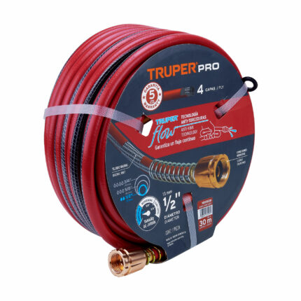 Manguera 1/2' super reforzada 4 capas 30 m conexiones metal