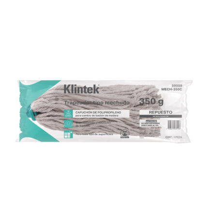Trapeador tipo mechudo, 350 g repuesto, algodón, KLINTEK