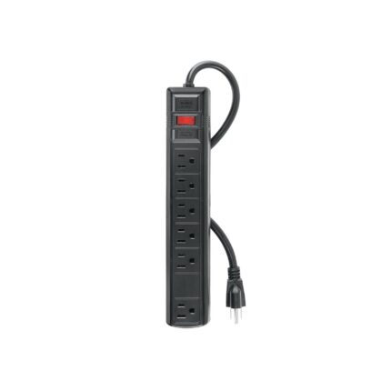 Multicontacto uso rudo 6 entradas sup. de picos 270 J, negro