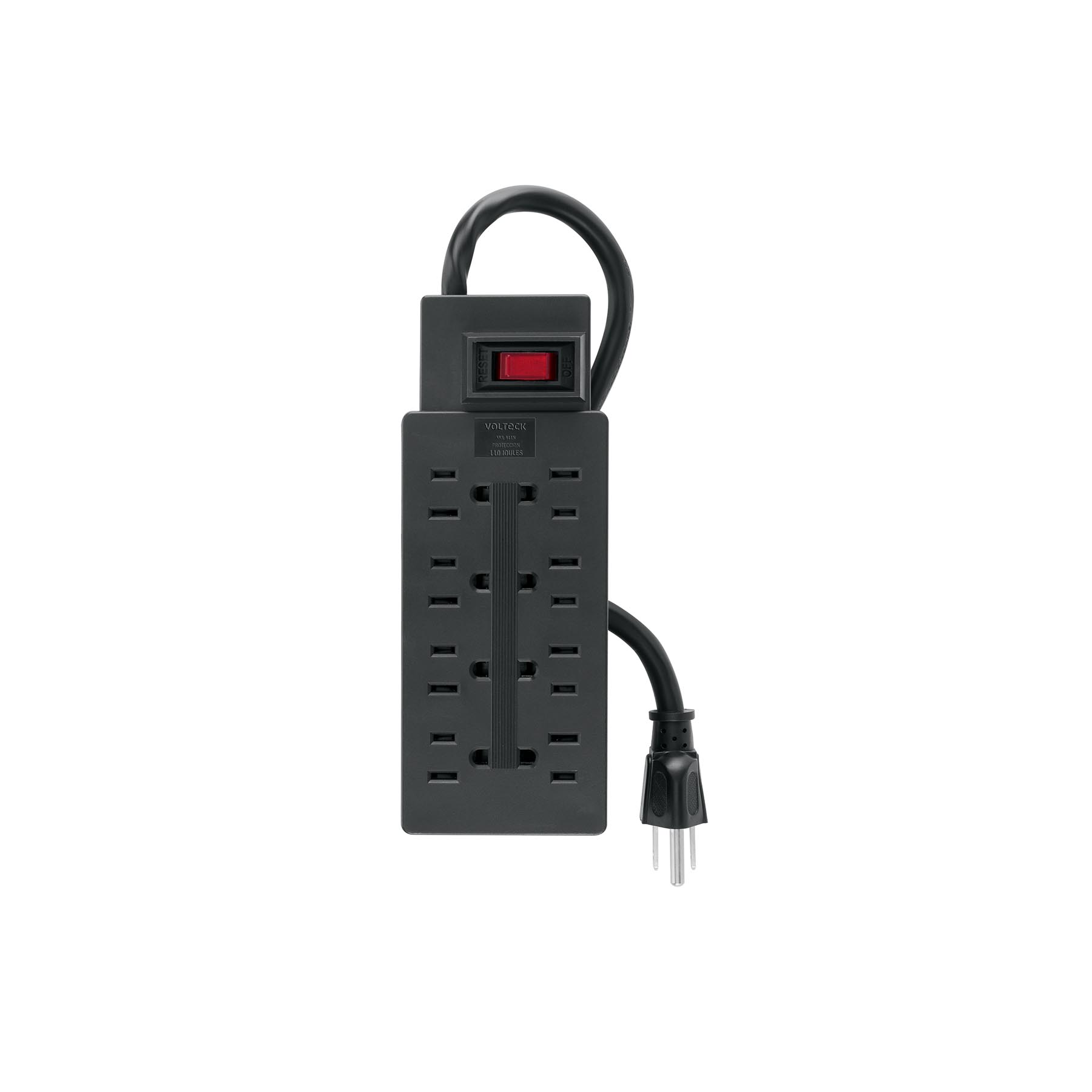 MUL-811N.jpg Multicontacto uso rudo 8 entradas sup. de picos 460 J, negro MUL 811N