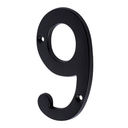 Número 9 de latón sólido 4', negro, HERMEX