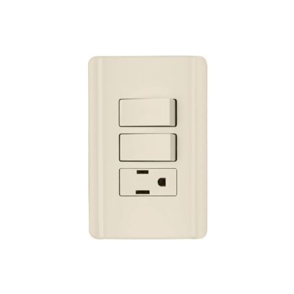 Placa armada 2 interruptores y contacto, marfil, BASIC