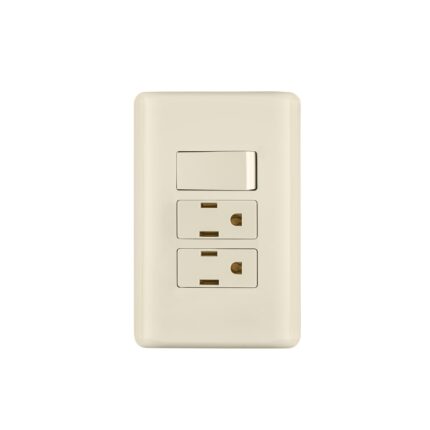 Placa armada interruptor y 2 contactos, marfil, BASIC