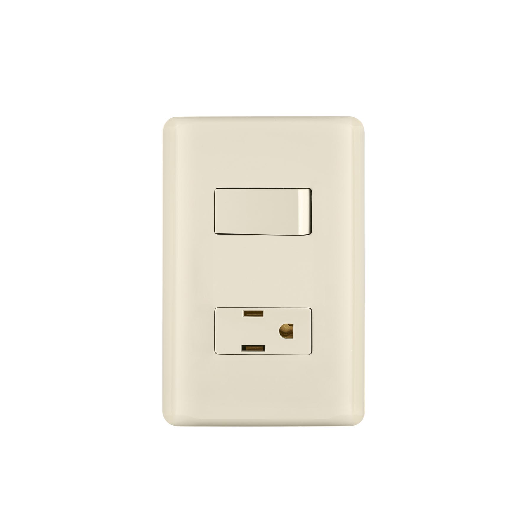 PA-APCO-BI.jpg Placa armada interruptor y contacto, marfil, VOLTECK PA APCO BI