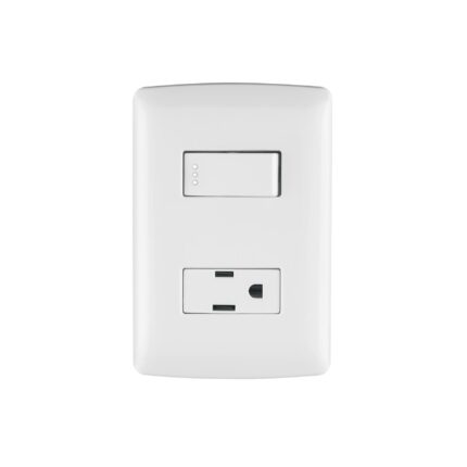 Placa armada contacto e interruptor, blanco, línea Italiana