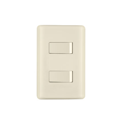 Placa armada, 2 interruptores, marfil, VOLTECK