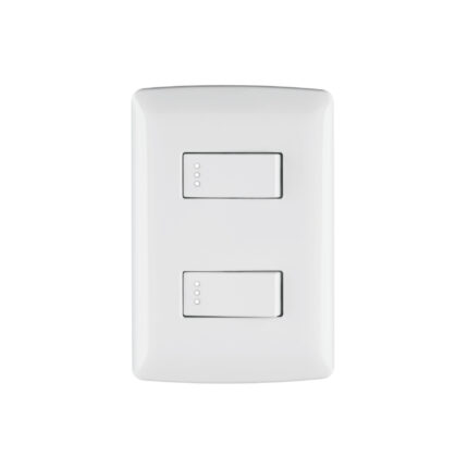 Placa armada, 2interruptores sencillos,blanco,línea Italiana