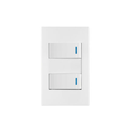 Placa armada 2 interruptores 1de 3vías,1 mod,Española,blanco