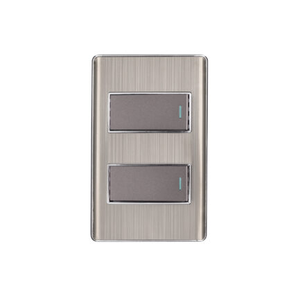 Placa armada acero inox con 2 interruptores 1 módulo, Lisboa