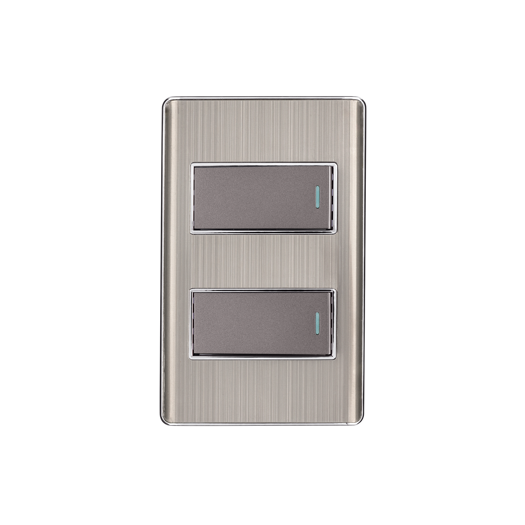 PA-APDO1-LA.jpg Placa armada acero inox con 2 interruptores 1 módulo, Lisboa PA APDO1 LA