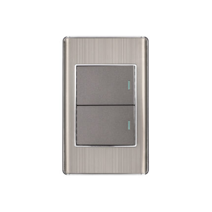 Placa armada acero inox 2 interruptores 1.5 módulos, Lisboa