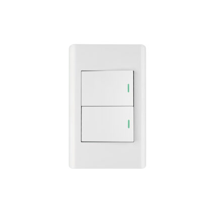 Placa armada blanca 2 interruptores 1.5 módulos, Lisboa