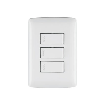 Placa armada 3 interruptores sencillos,blanco,línea Italiana