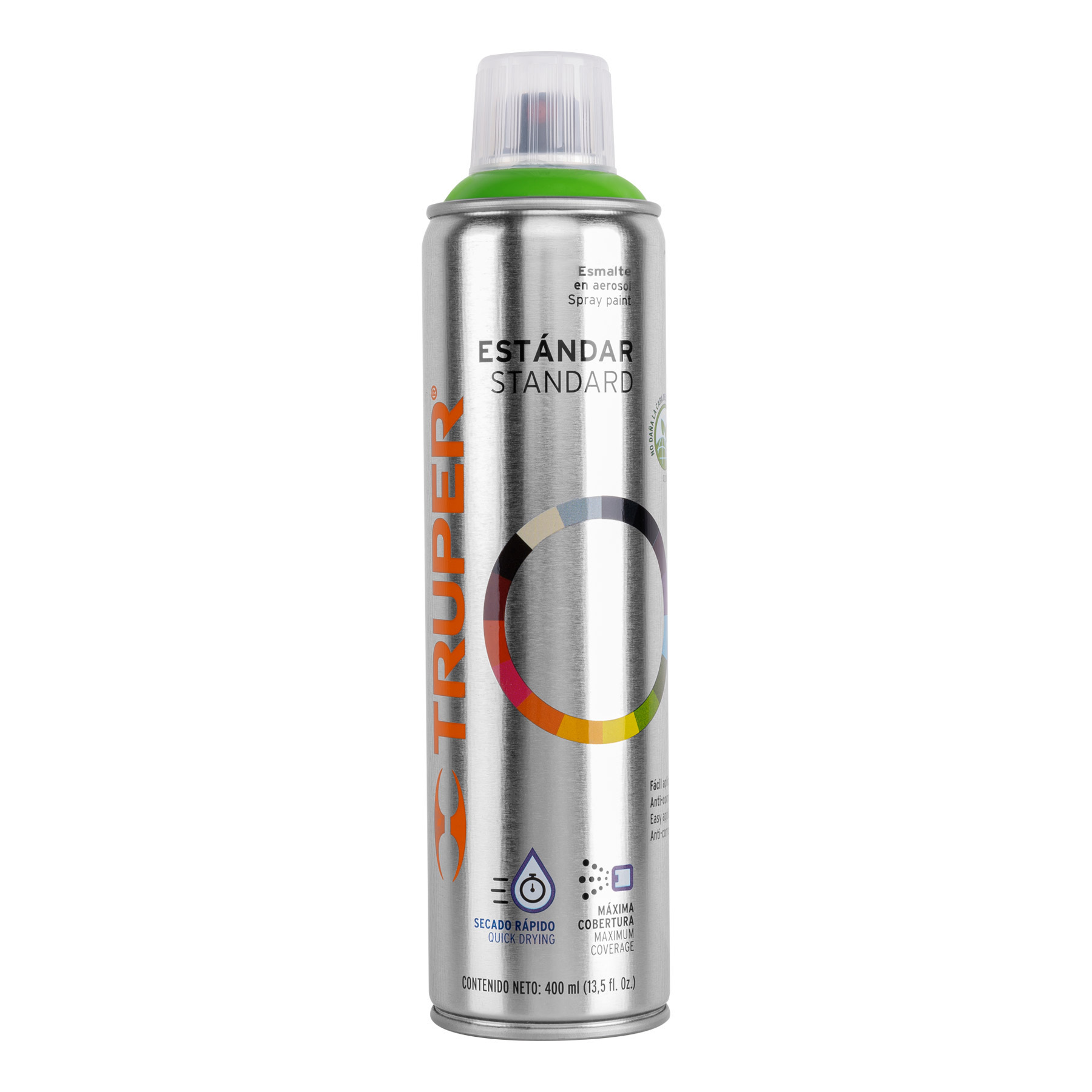 PA-VM.jpg Pintura aerosol verde manzana, bote esbelto 400 ml, TRUPER PA VM