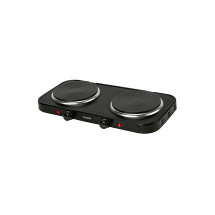 Parrilla eléctrica 2 quemadores de disco, negra, VOLTECK