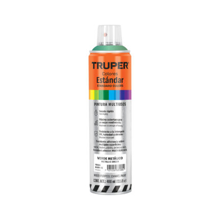 Pintura aerosol verde metálico, bote esbelto 400 ml, TRUPER