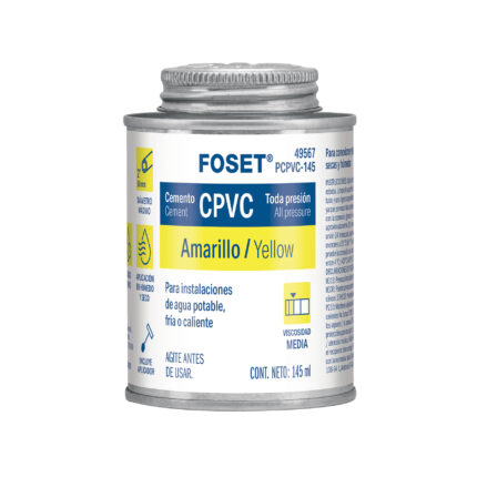 Cemento p/CPVC, amarillo, toda presión, lata 145ml, FOSET