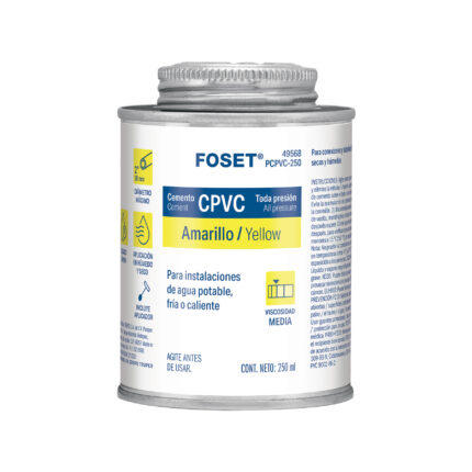 Cemento p/CPVC, amarillo, toda presión, lata 250ml, FOSET