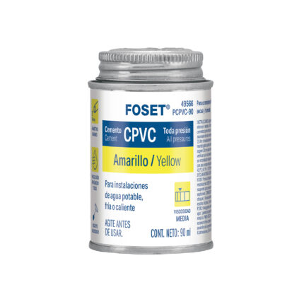 Cemento p/CPVC, amarillo, toda presión, lata 90ml, FOSET