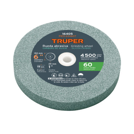 Rueda abrasiva p/esmeril 6'x19mm, carburo silicio, grano 60