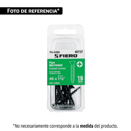 Blíster 8 pijas #10 x 2' cabeza plana phillips multiusos