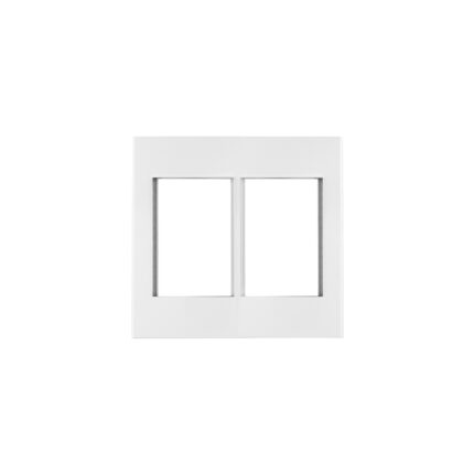 Placa 2 ventanas, 6 módulos, línea Española, color blanco