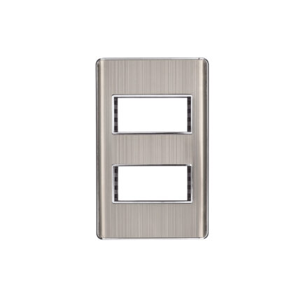 Placa de acero inox con 2 ventanas 1 módulo, línea Lisboa