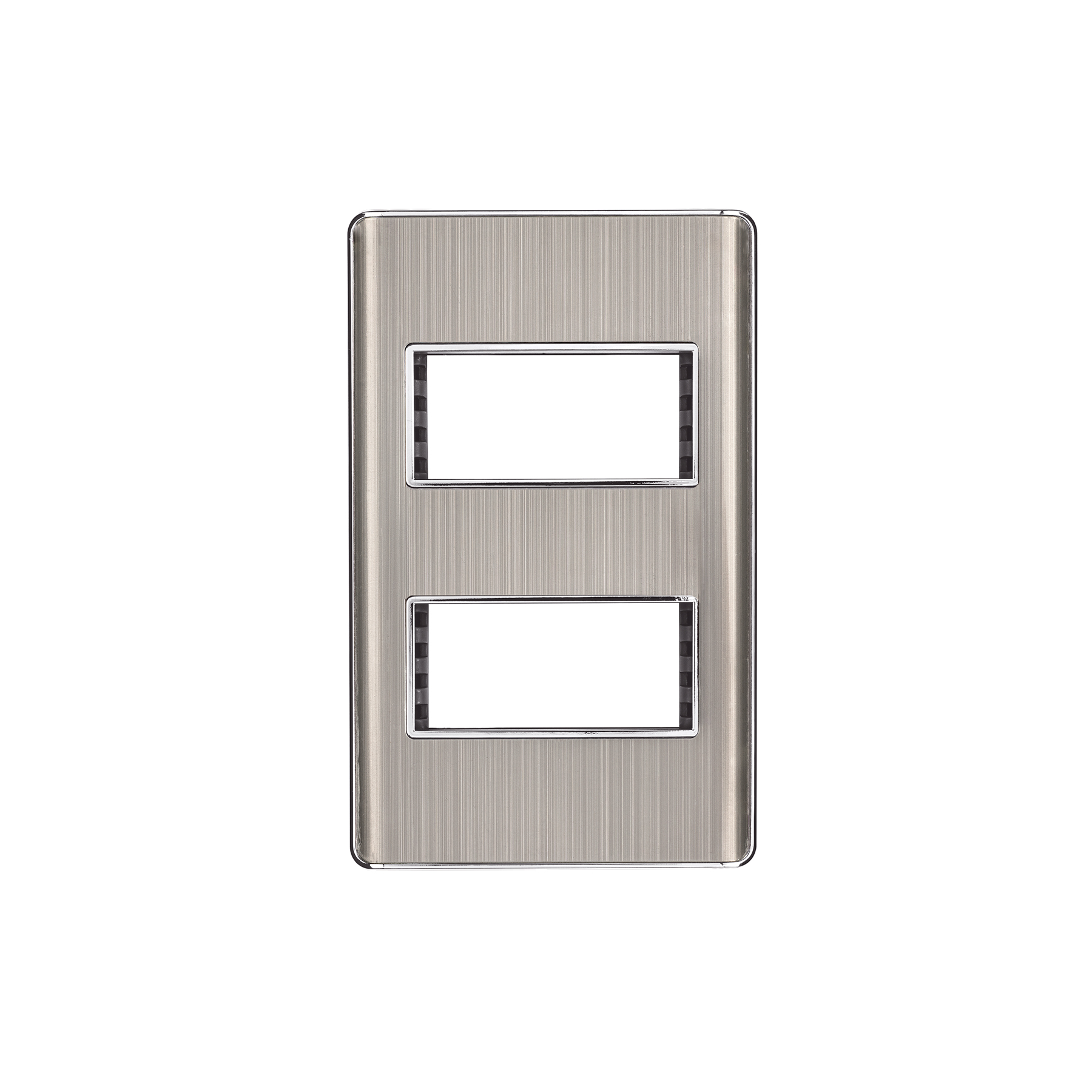 PPDO-LA.jpg Placa de acero inox con 2 ventanas 1 módulo, línea Lisboa PPDO LA