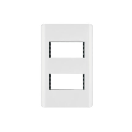 Placa blanca de 2 ventanas 1 módulo, línea Lisboa, VOLTECK