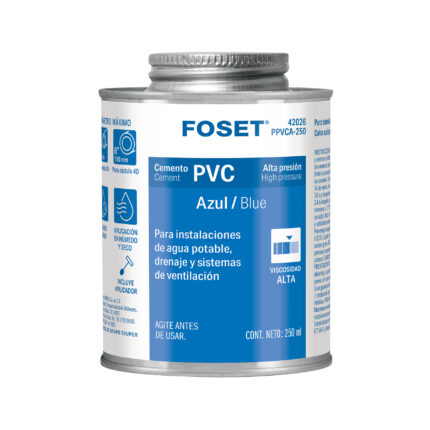 Cemento p/PVC, azul, alta presión, lata 250ml, FOSET