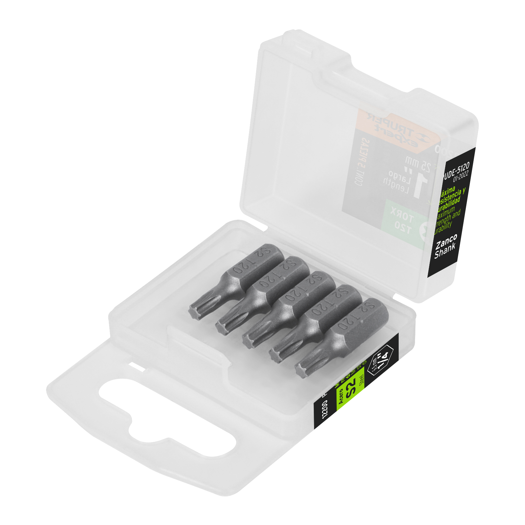 PUDE-5120.jpg Estuche con 5 puntas torx T20 largo 1', TRUPER EXPERT PUDE 5120