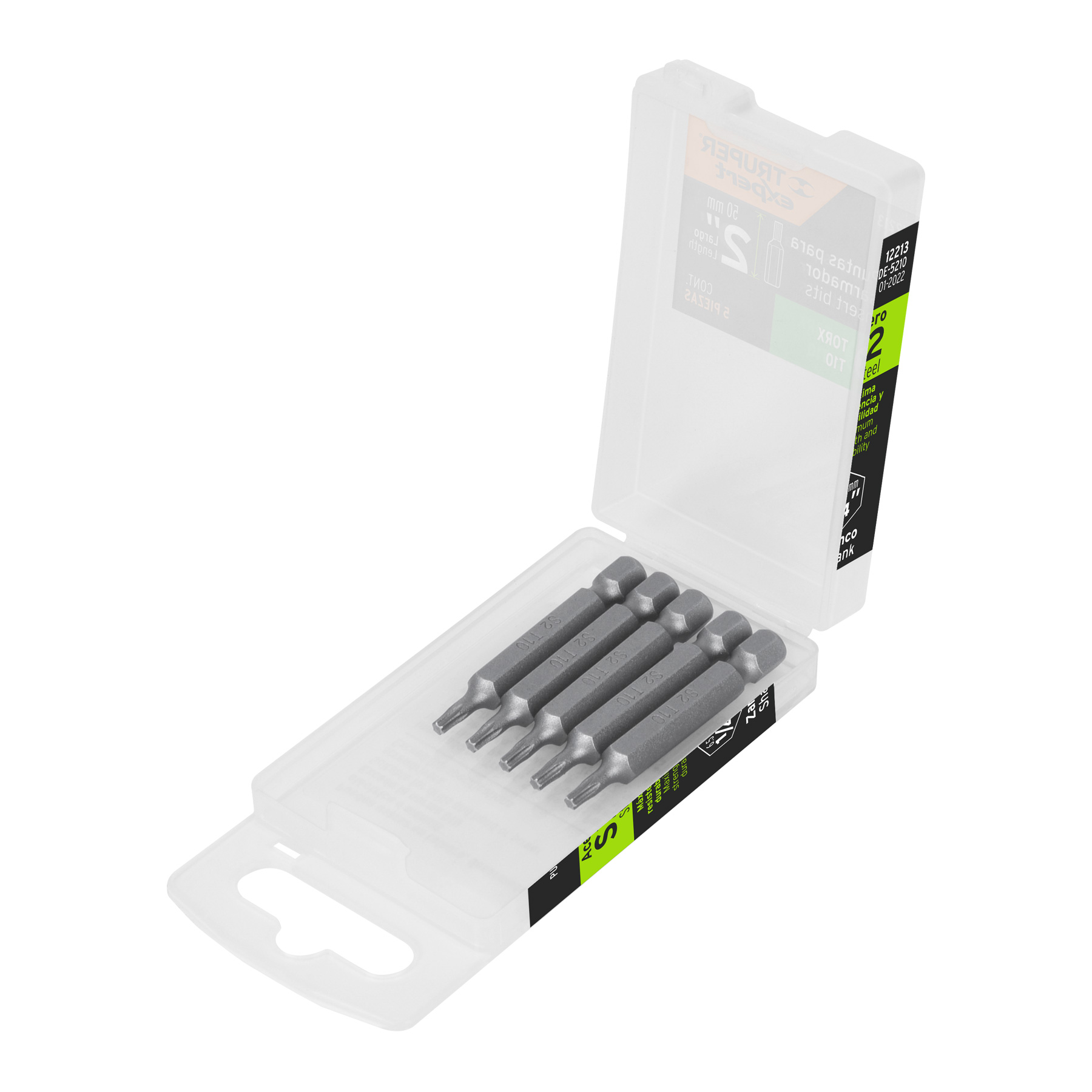 PUDE-5210.jpg Estuche con 5 puntas torx T10 largo 2', TRUPER EXPERT PUDE 5210