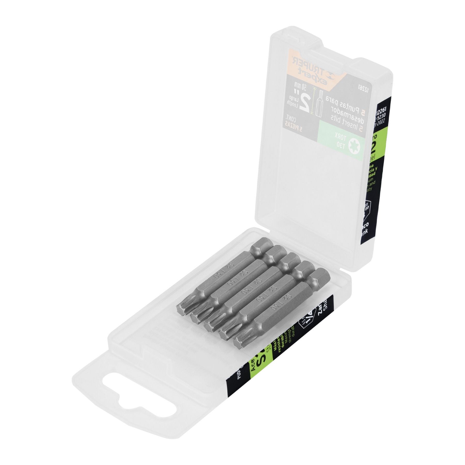 PUDE-5230.jpg Estuche con 5 puntas torx T30 largo 2', TRUPER EXPERT PUDE 5230