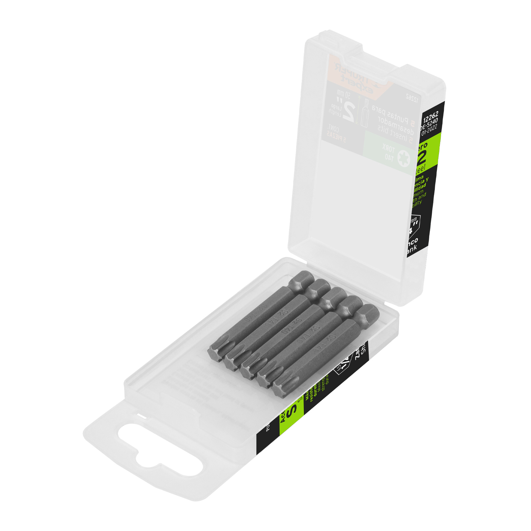 PUDE-5240.jpg Estuche con 5 puntas torx T40 largo 2', TRUPER EXPERT PUDE 5240
