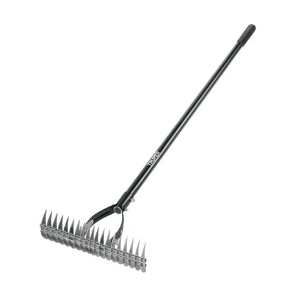 Rastrillo aireador de 19 dientes, mango 54', fibra vidrio