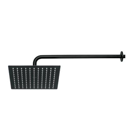 Regadera plato cuadrado 10' con brazo, negro, FOSET RIVIERA