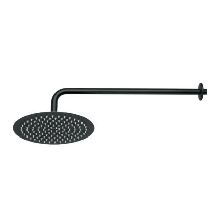 Regadera plato redondo 10' con brazo, negro, FOSET RIVIERA