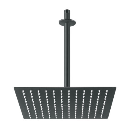 Regadera plato cuadrado 12' con brazo, negro, FOSET RIVIERA