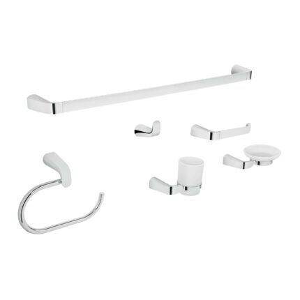Juego de 6 accesorios para baño acabado cromo, RIVIERA