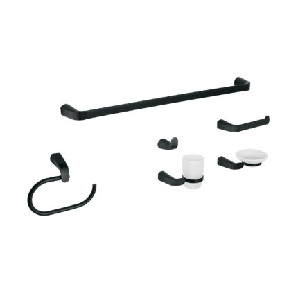 Juego de 6 accesorios para baño, negro, FOSET RIVIERA