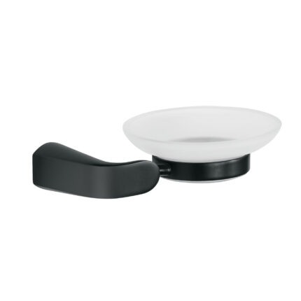 Jabonera con plato de vidrio, negro, FOSET RIVIERA