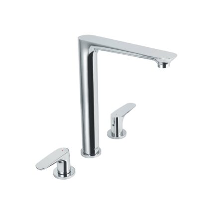 Mezcladora cuello alto para fregadero, cromo, FOSET RIVIERA