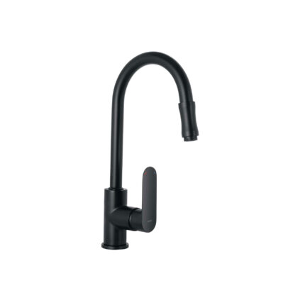 Monomando retráctil para fregadero, negro, FOSET RIVIERA