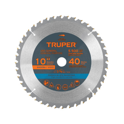 Disco sierra 10' para madera, 40 dientes centro 5/8', TRUPER