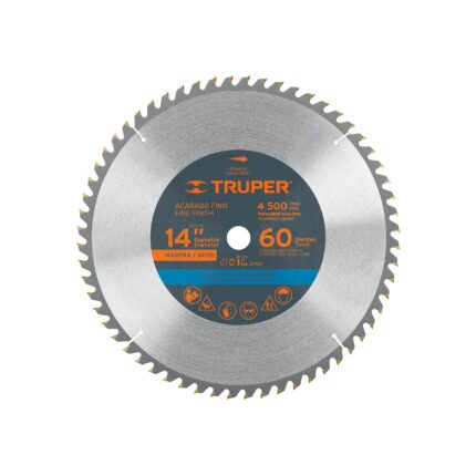 Disco sierra 14' para madera, 60 dientes centro 1', TRUPER